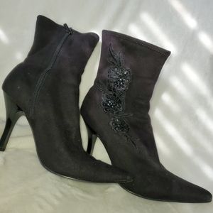 Black 7.5m Ankle booties w beaded detail